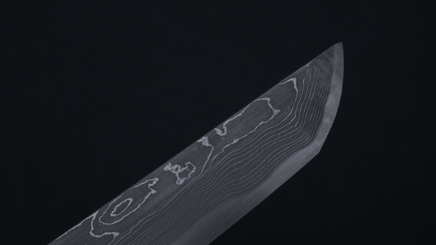 Hitohira Tanaka Mosuke White #1 Damascus Sakimaru Takobiki 300mm Ebony Handle (Fusion Handle/ Aike/ Discounted/ Saya) | HITOHIRA