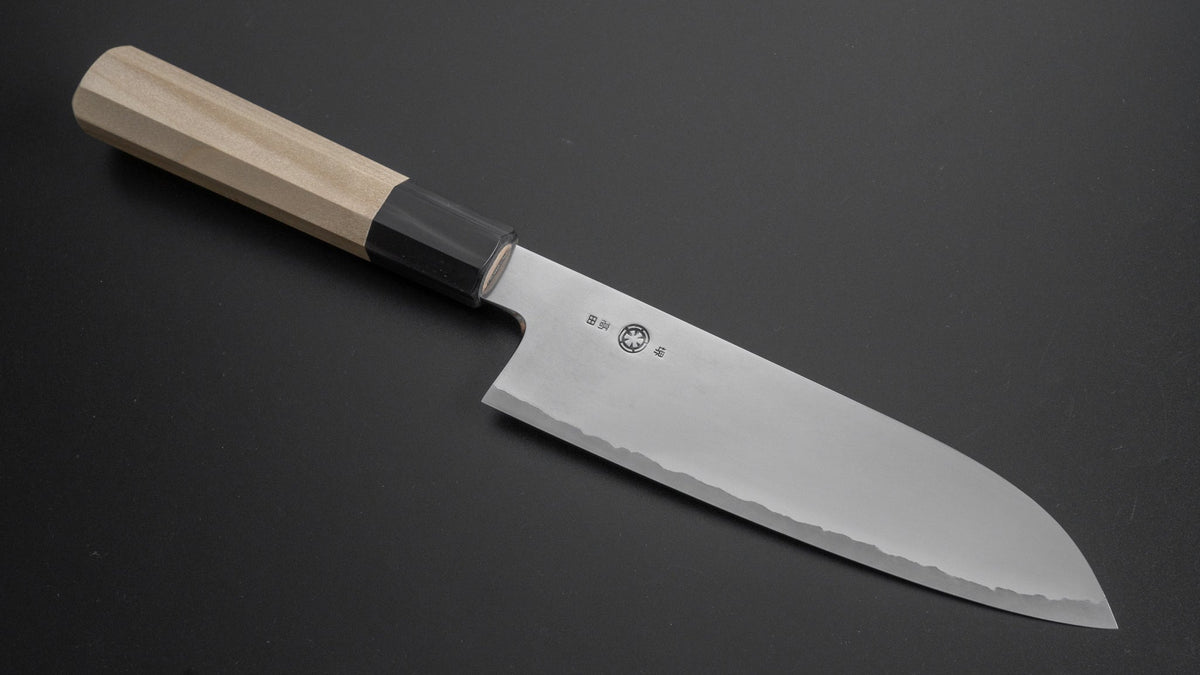 Takada no Hamono Silver #3 Suiboku Santoku 180mm Ho Wood Handle - HITOHIRA