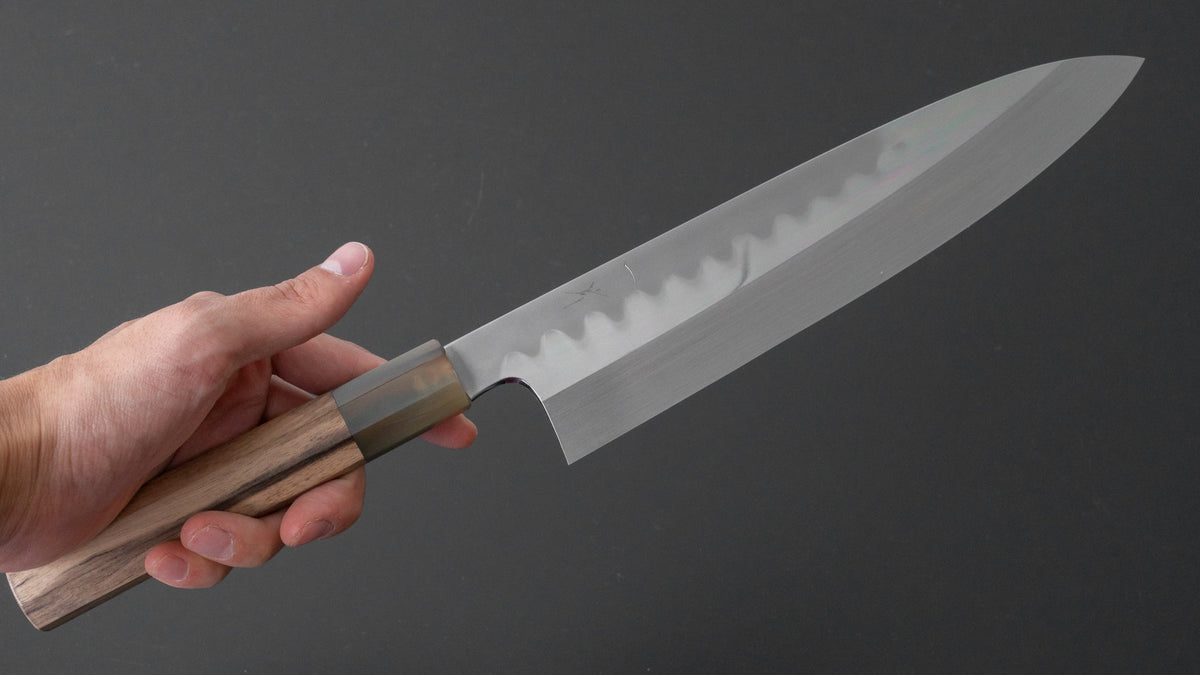 Hitohira Togashi Kyuzo White #1 Hakumon Mizu Honyaki Gyuto 240mm Kurokaki Persimmon Handle (#022/ Saya) | HITOHIRA