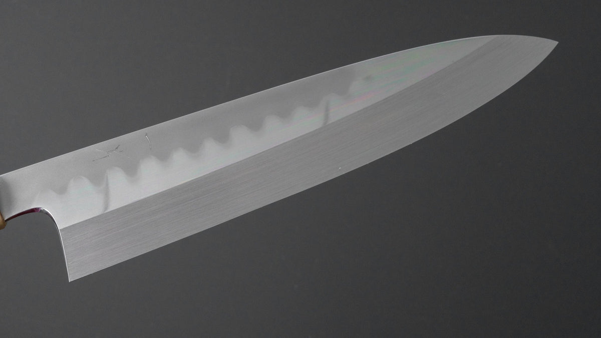 Hitohira Togashi Kyuzo White #1 Hakumon Mizu Honyaki Gyuto 240mm Kurokaki Persimmon Handle (#022/ Saya) | HITOHIRA