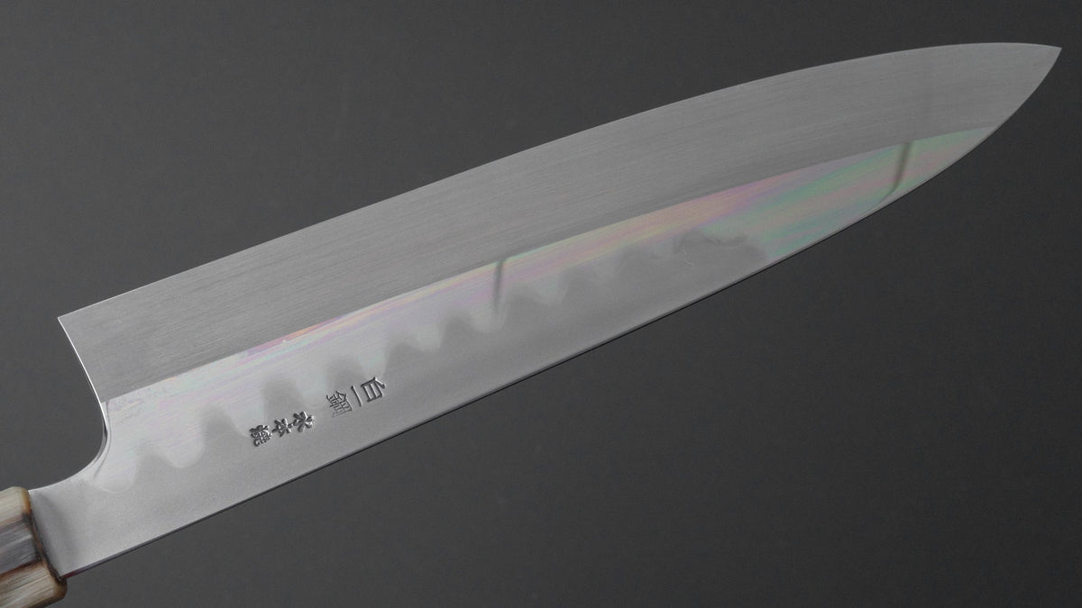 Hitohira Togashi Kyuzo White #1 Hakumon Mizu Honyaki Gyuto 240mm Kurokaki Persimmon Handle (#022/ Saya) | HITOHIRA