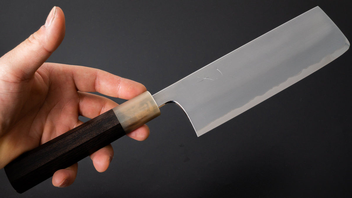 Hitohira Togashi White #1 Stainless Clad Kasumi Nakiri 180mm Ebony Handle - HITOHIRA