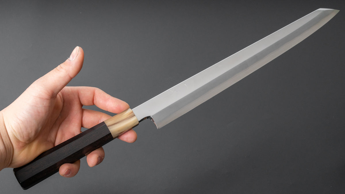 Hitohira Kikuchiyo Manzo Silver #3 Kiritsuke Yanagiba 300mm Ebony Handle (Mirror/ Saya) - HITOHIRA