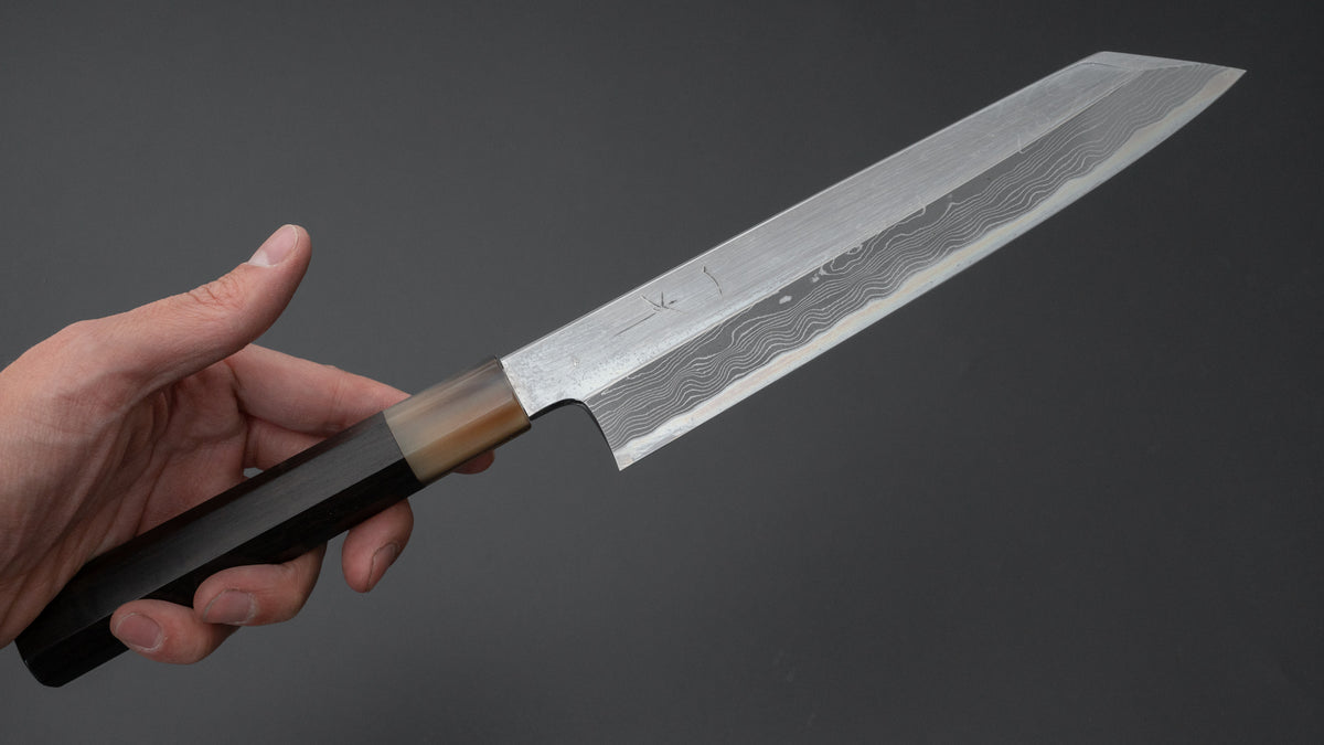 Hitohira Kikuchiyo Mosuke Enmon White #1 Kiritsuke 210mm Ebony Handle (Mirror Polished/ Saya) - HITOHIRA