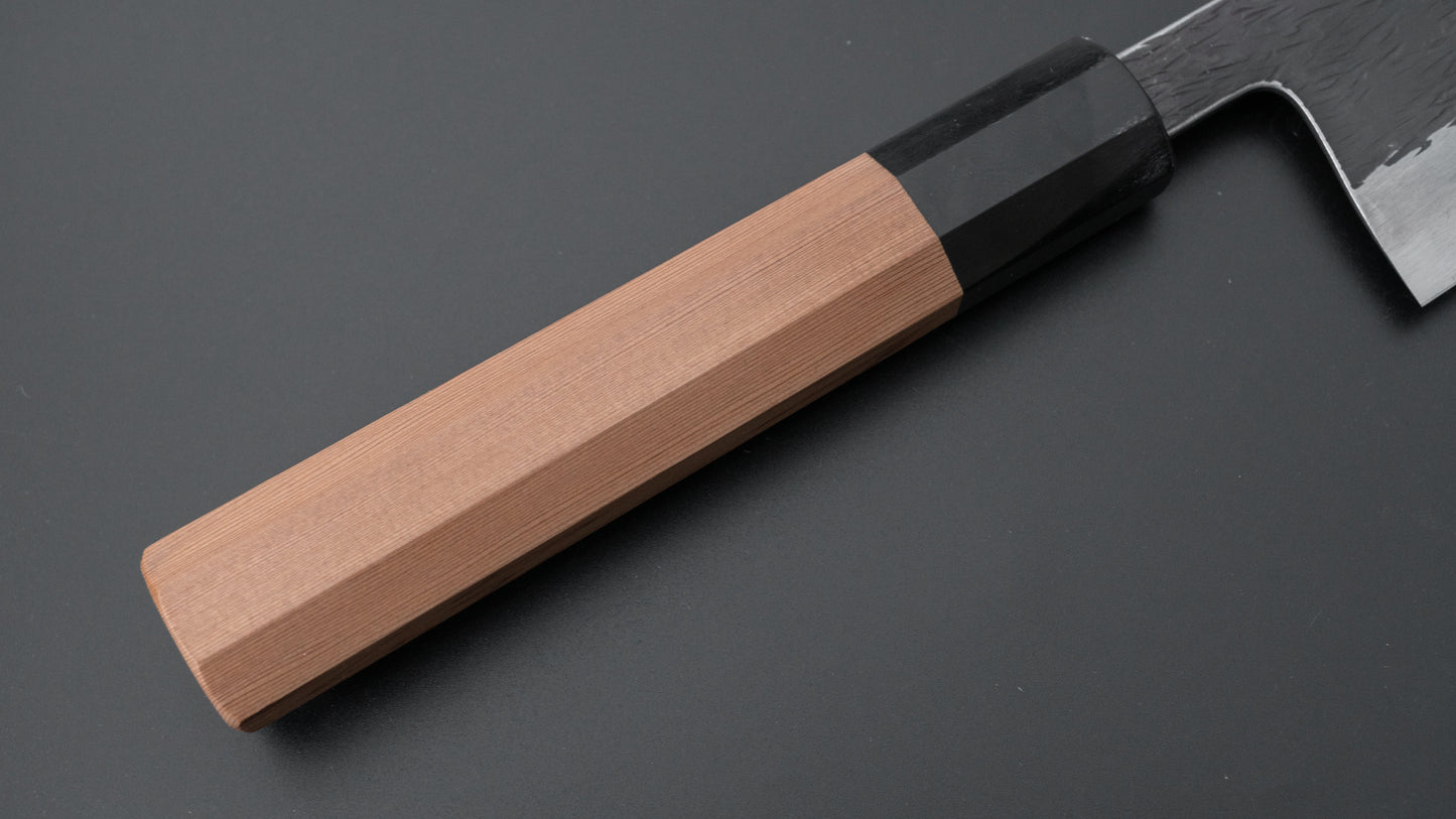 Isamitsu White #1 Stainless Clad Kurouchi Gyuto 240mm Yakusugi Cedar Handle - HITOHIRA