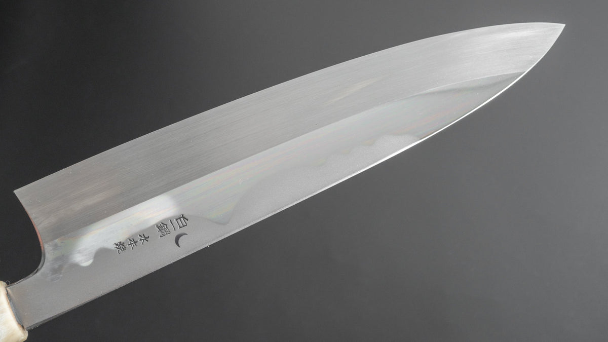 Hitohira Togashi Kyuzo White #1 Fuji Hakumon Mizu Honyaki Gyuto 240mm Kurokaki Persimmon Handle (#046/ Saya) - HITOHIRA