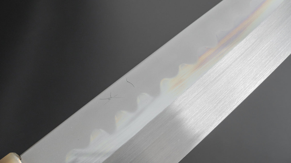 Hitohira Togashi Kyuzo White #1 Hakumon Mizu Honyaki Gyuto 240mm Taihei Masur Birch Handle (#047/ Saya) - HITOHIRA