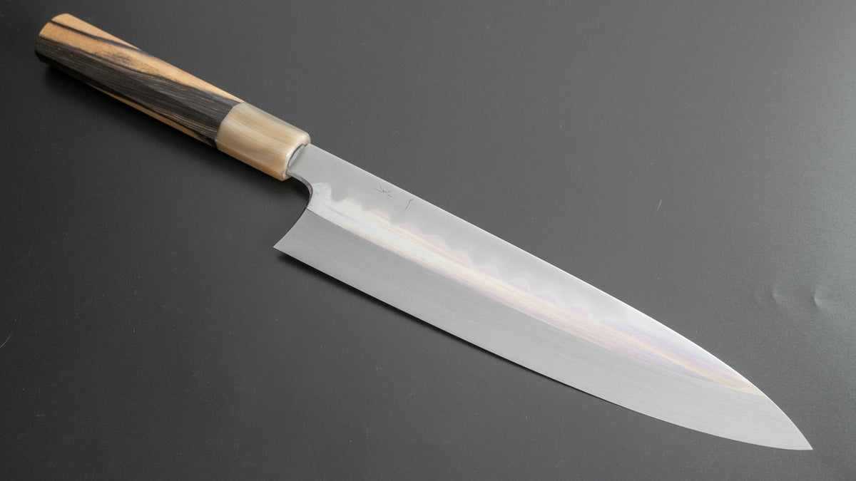 Hitohira Togashi Kyuzo White #1 Hakumon Mizu Honyaki Gyuto 240mm Kurokaki Persimmon Handle (#048/ Saya) - HITOHIRA