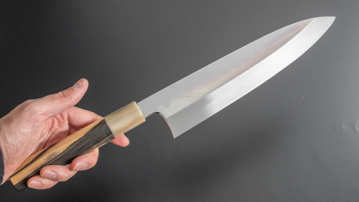 Hitohira Togashi Kyuzo White #1 Hakumon Mizu Honyaki Gyuto 240mm Kurokaki Persimmon Handle (#048/ Saya) - HITOHIRA