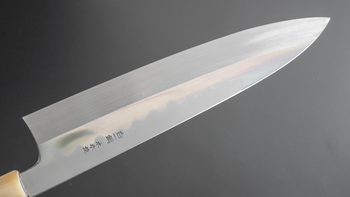 Hitohira Togashi Kyuzo White #1 Hakumon Mizu Honyaki Gyuto 240mm Kurokaki Persimmon Handle (#048/ Saya) - HITOHIRA