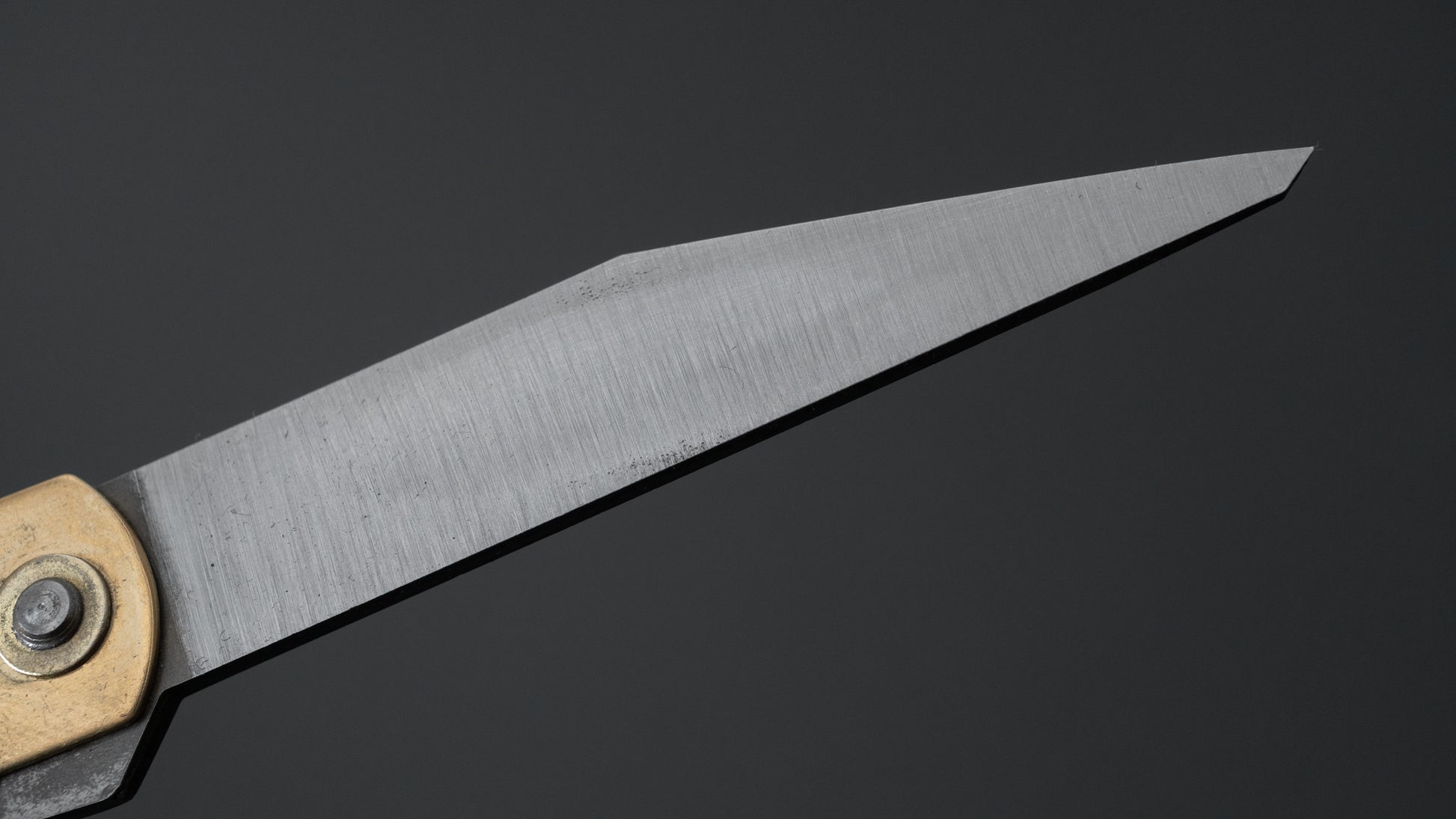 Higonokami Blue Steel Kiridashi Folding Knife Large Brass Handle - HITOHIRA