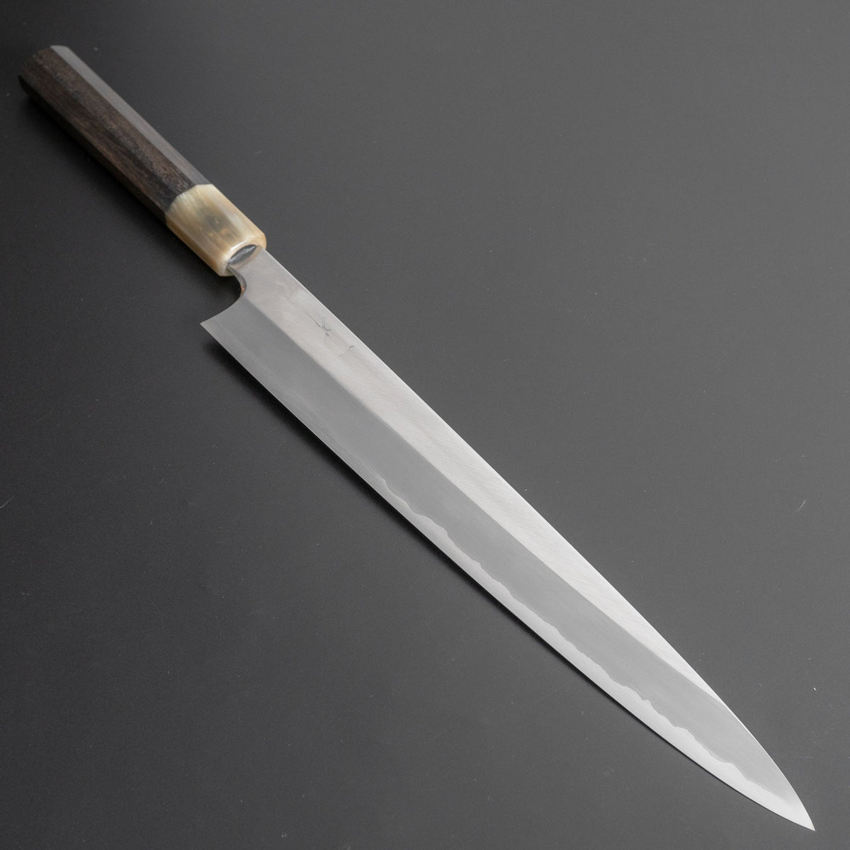 Hitohira Togashi White #1 Stainless Clad Migaki Sujihiki 300mm Taihei Ebony Handle - HITOHIRA
