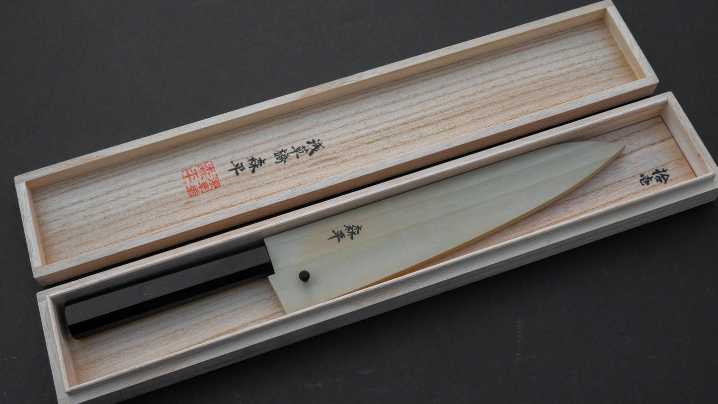 Morihei Akimitsu Ginsan Damascus Gyuto 240mm Ebony Handle (#011) | HITOHIRA