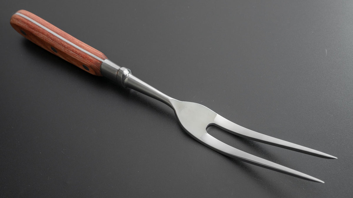 Hitohira Curved Carving Fork Red Pakka Handle - HITOHIRA
