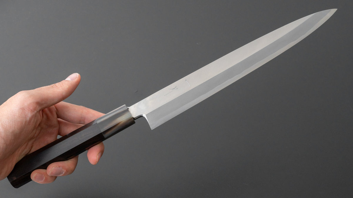 Hitohira Kikuchiyo Manzo Blue #2 Yanagiba 240mm Ebony Handle (Saya) - HITOHIRA