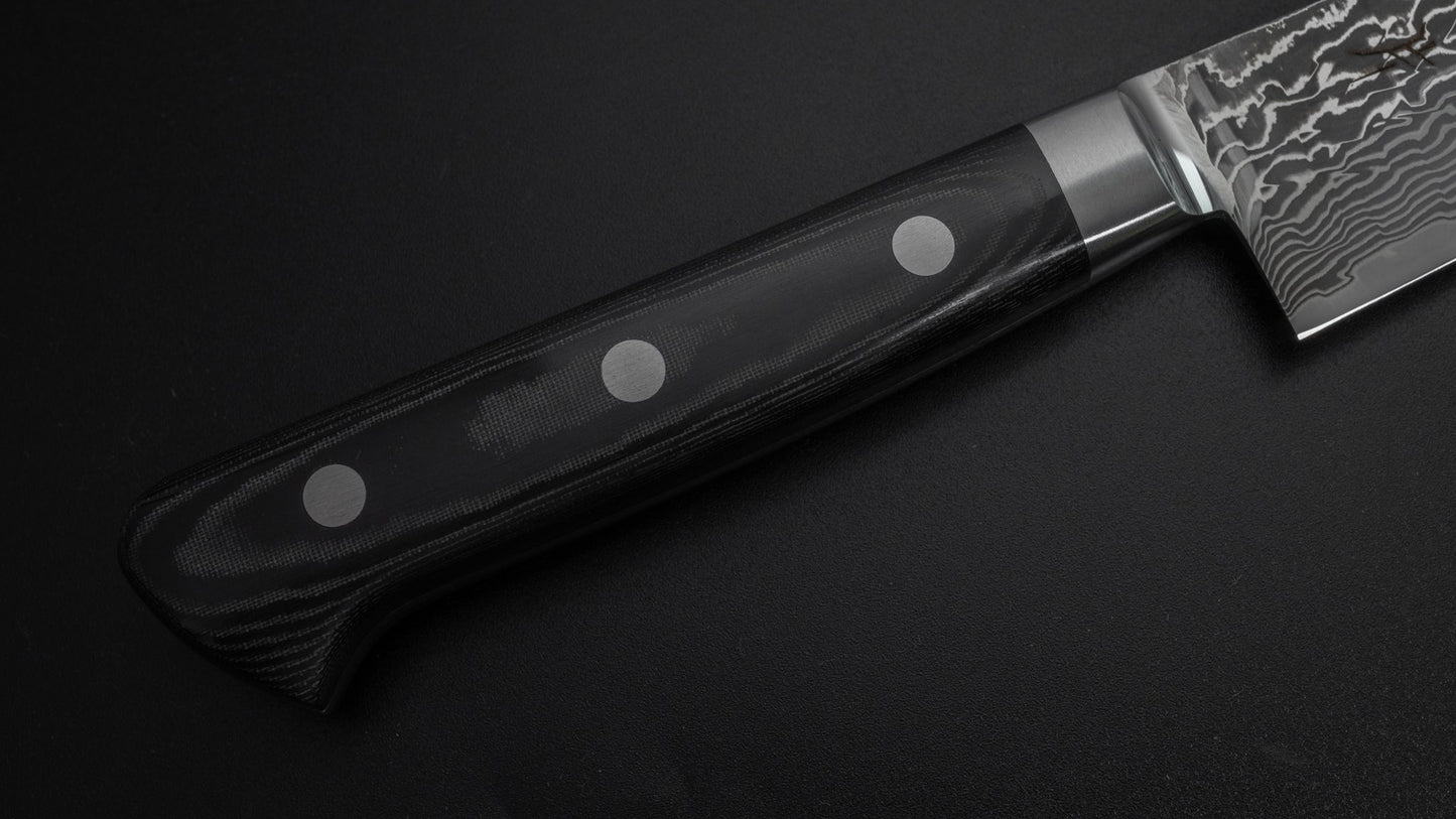 Hitohira FJ SG2 Nickel Damascus Black Petty 150mm Linen Micarta Handle - HITOHIRA