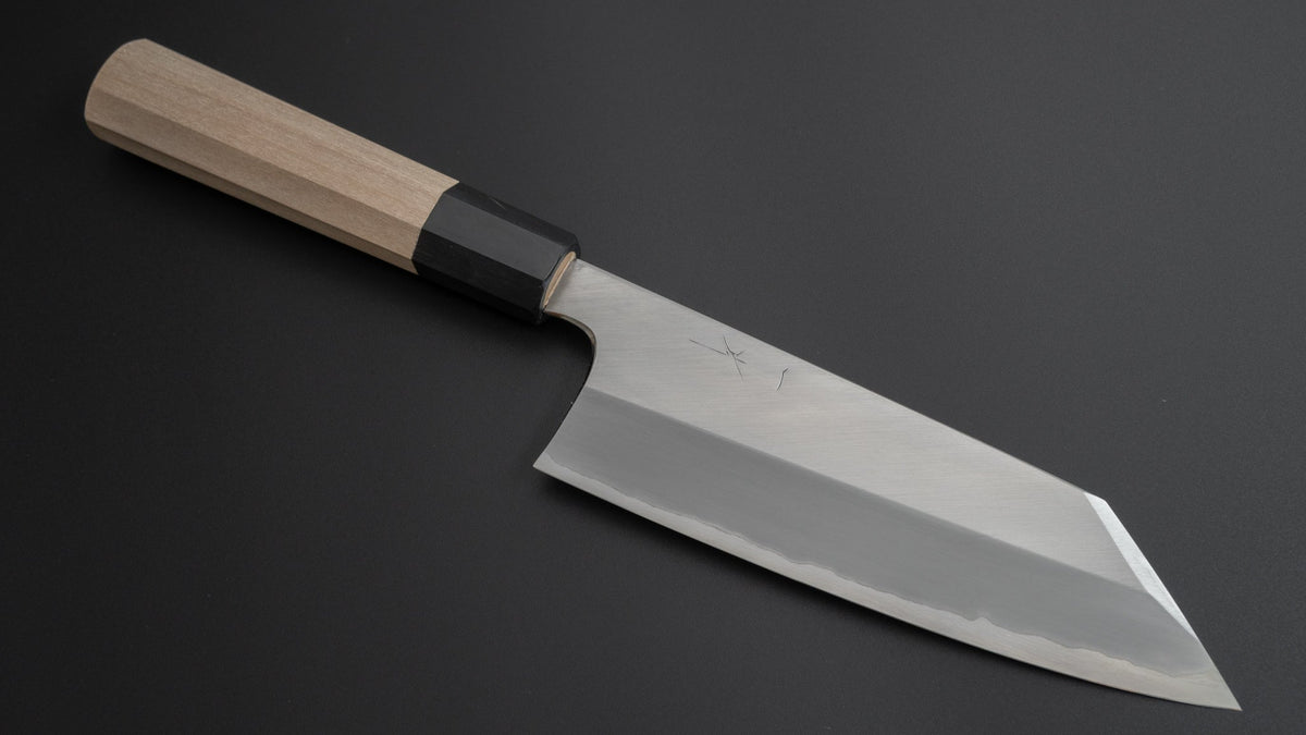 Hitohira Togashi White #1 Stainless Clad Migaki Bunka 180mm Ho Wood Handle - HITOHIRA