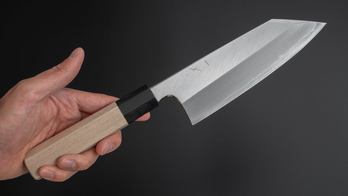 Hitohira Togashi White #1 Stainless Clad Migaki Bunka 180mm Ho Wood Handle - HITOHIRA