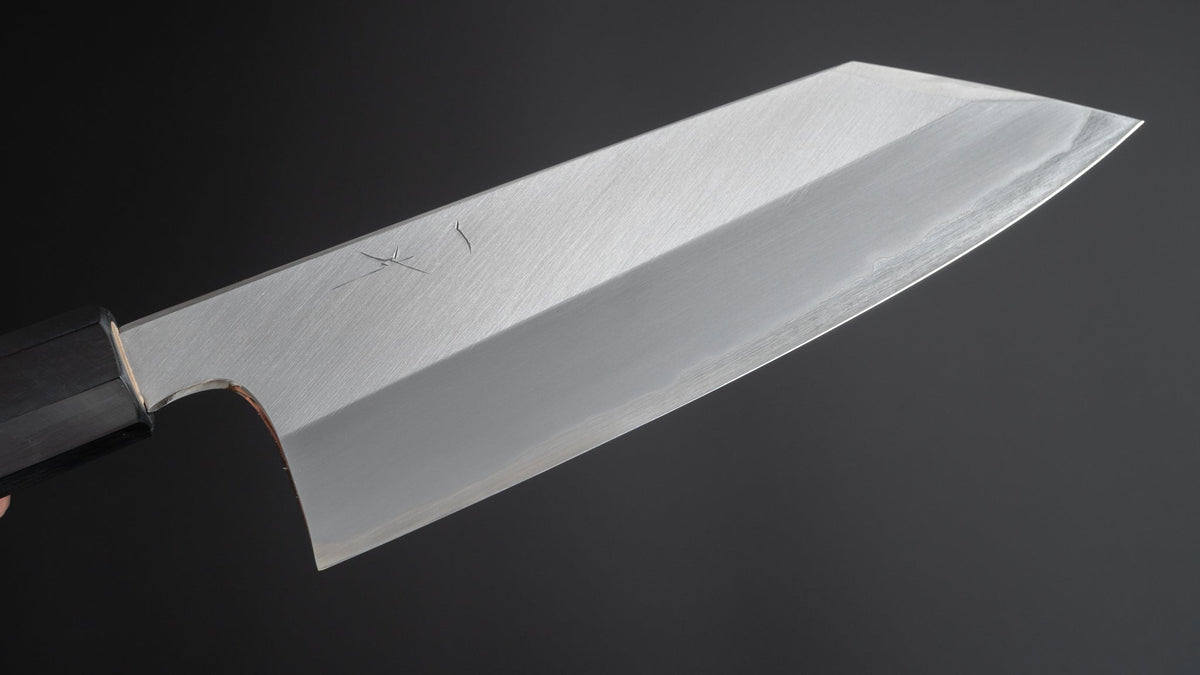 Hitohira Togashi White #1 Stainless Clad Migaki Bunka 180mm Ho Wood Handle - HITOHIRA