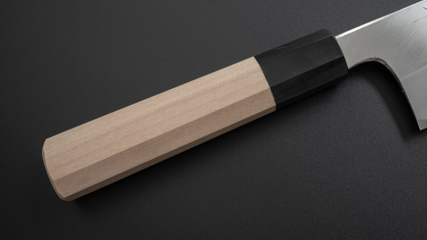 Hitohira Togashi White #1 Stainless Clad Migaki Bunka 180mm Ho Wood Handle - HITOHIRA