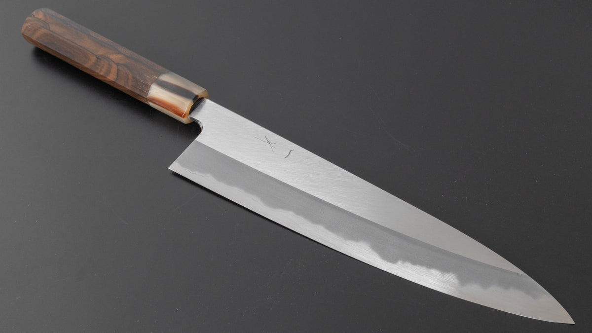 Hitohira Tanaka Kyuzo Vintage Swedish Carbon Migaki Gyuto 240mm Ziricote Handle (Saya) - HITOHIRA