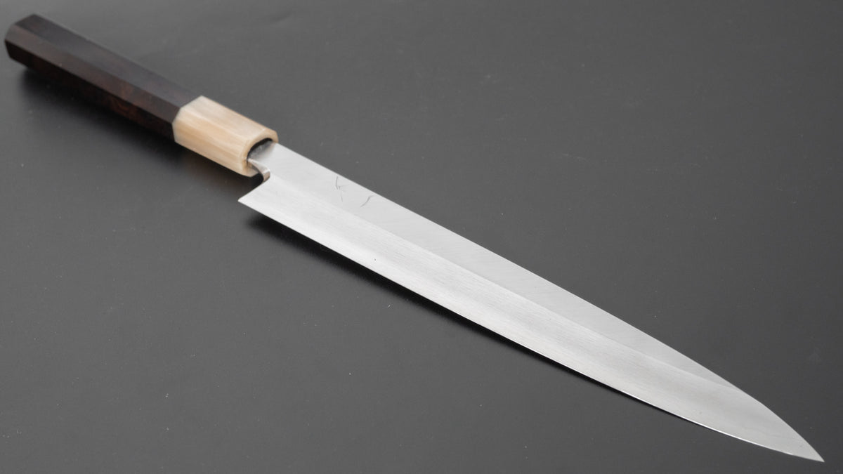 Hitohira Kikuchiyo Manzo Silver #3 Yanagiba 210mm Ebony Handle (Saya) - HITOHIRA