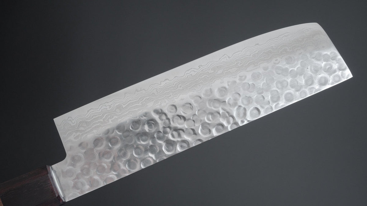 Hitohira HG Tsuchime Damascus Nakiri Rosewood Handle (Original Handle) - HITOHIRA