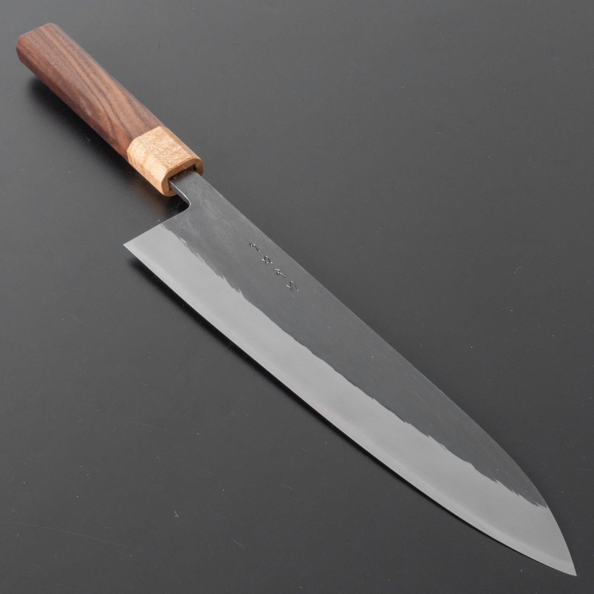 Hitohira TD Blue #2 Stainless Clad Kurouchi Gyuto 240mm Walnut Handle |  HITOHIRA