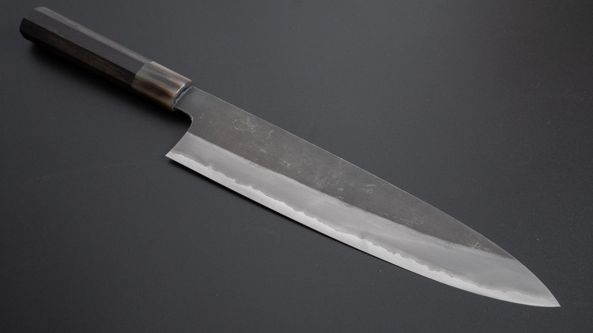 Hitohira Togashi White #1 Stainless Clad Kurouchi Gyuto 270mm Taihei Ebony Handle - HITOHIRA