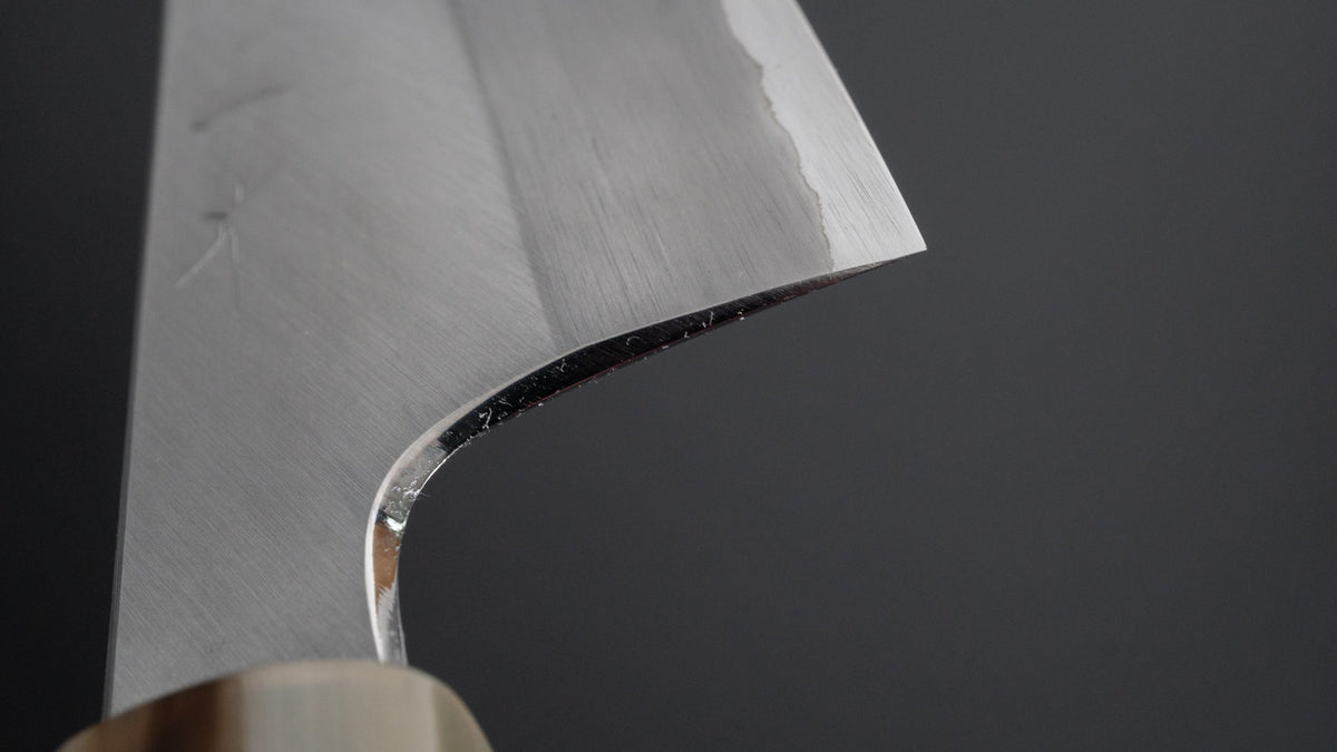 Hitohira Togashi White #1 Stainless Clad Migaki Kiritsuke Gyuto 210mm Taihei Ebony Handle - HITOHIRA