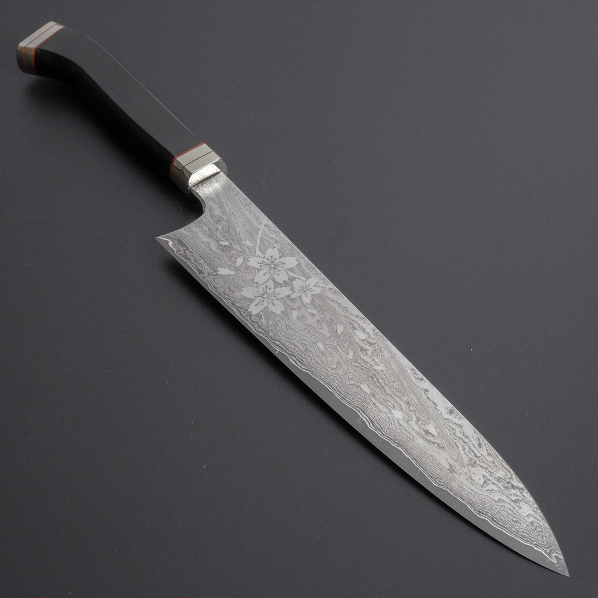 Hitohira Uki Sakura Damascus Gyuto 240mm Fusion Ebony Handle - HITOHIRA
