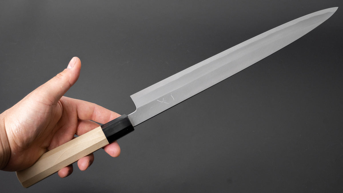Hitohira Kikuchiyo Manzo White #3 Left-Handed Yanagiba 300mm Ho Wood Handle - HITOHIRA