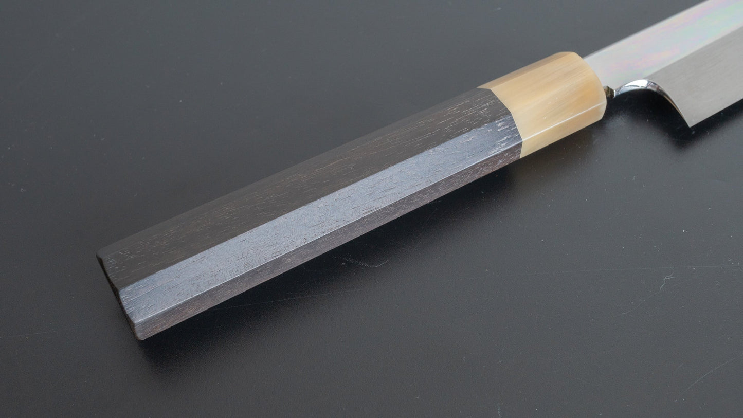 Hitohira Togashi Kambei White #1 Mizu Honyaki Yanagiba 300mm Taihei Ebony Handle (Limited/ Saya/ #009) - HITOHIRA