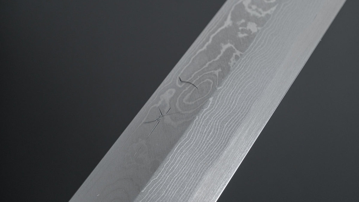Hitohira Tanaka Manzo Blue #1 Damascus Yanagiba 300mm Ebony Handle (Saya) - HITOHIRA