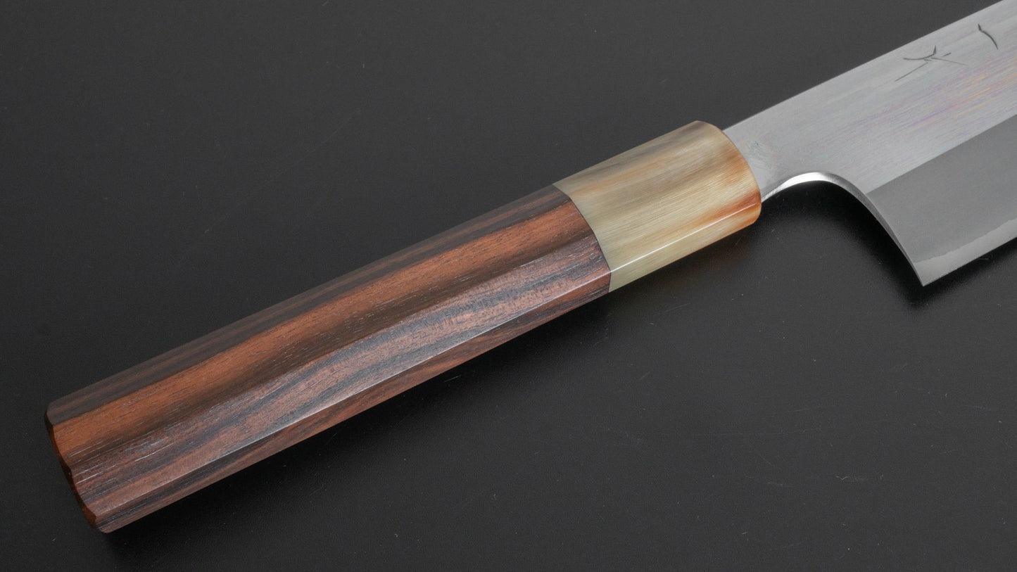 Hitohira Togashi White #1 Stainless Clad Gyuto 240mm Taihei Makassar Ebony Handle (Mirror Polished) - HITOHIRA