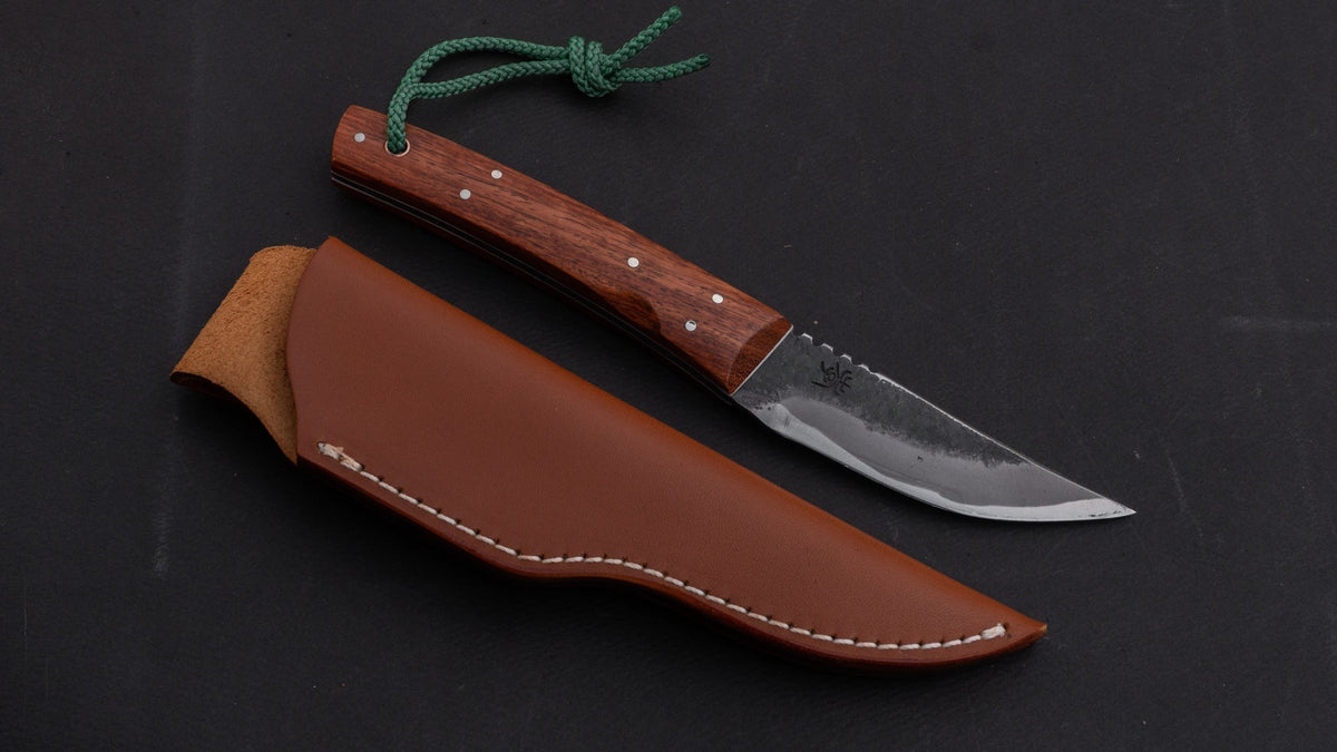 Fukuta Blue #2 Hunting Fixed Blade 90mm Rosewood Handle | HITOHIRA