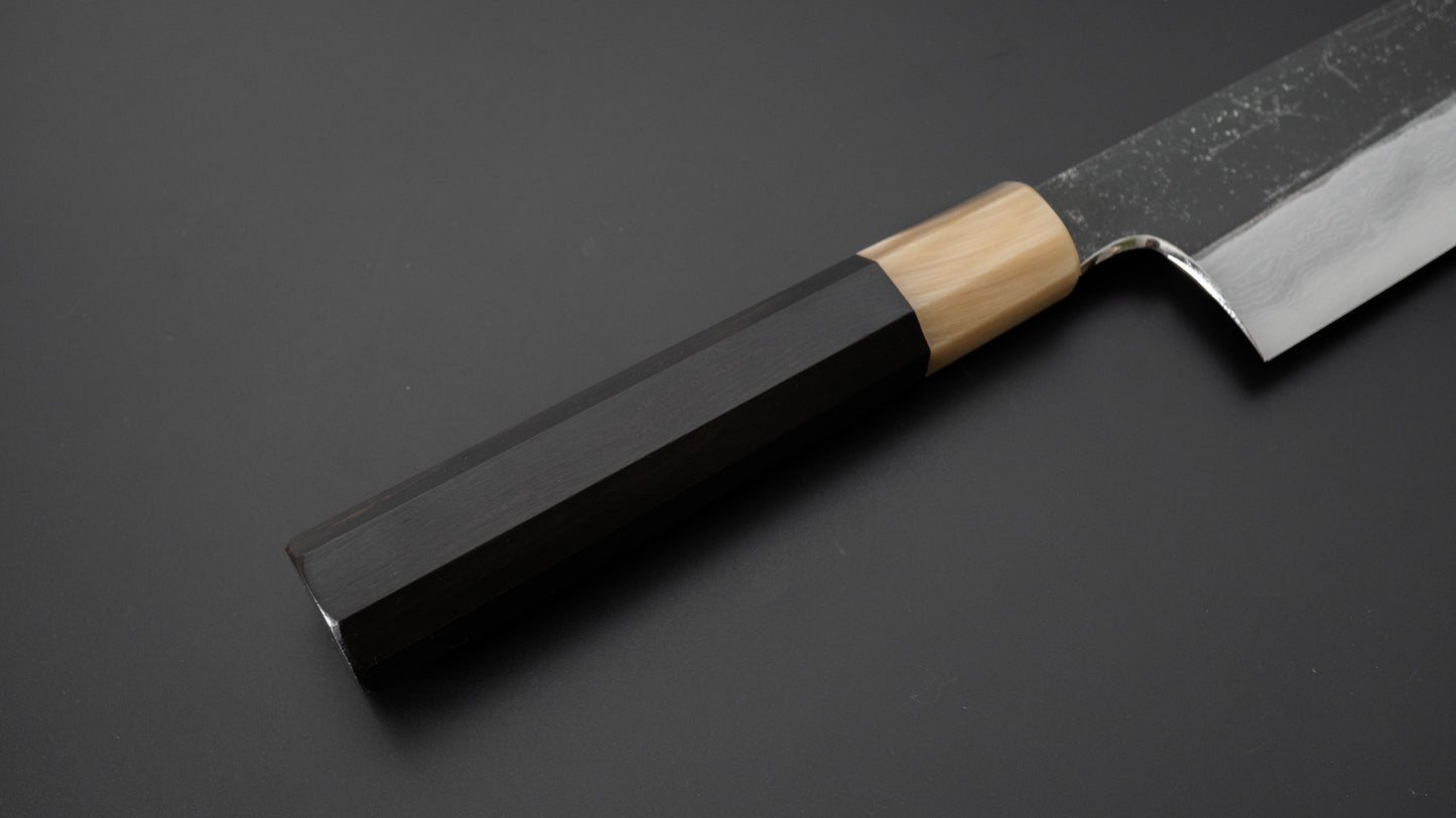 Hitohira Togashi White #1 Kurouchi Damascus Gyuto 240mm Ebony Handle - HITOHIRA