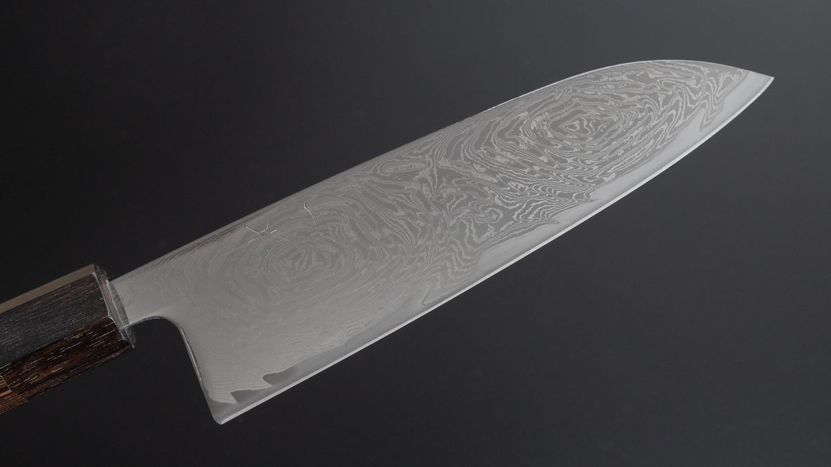 Hitohira Futana Nickel Damascus Santoku 170mm Tagayasan Handle - HITOHIRA
