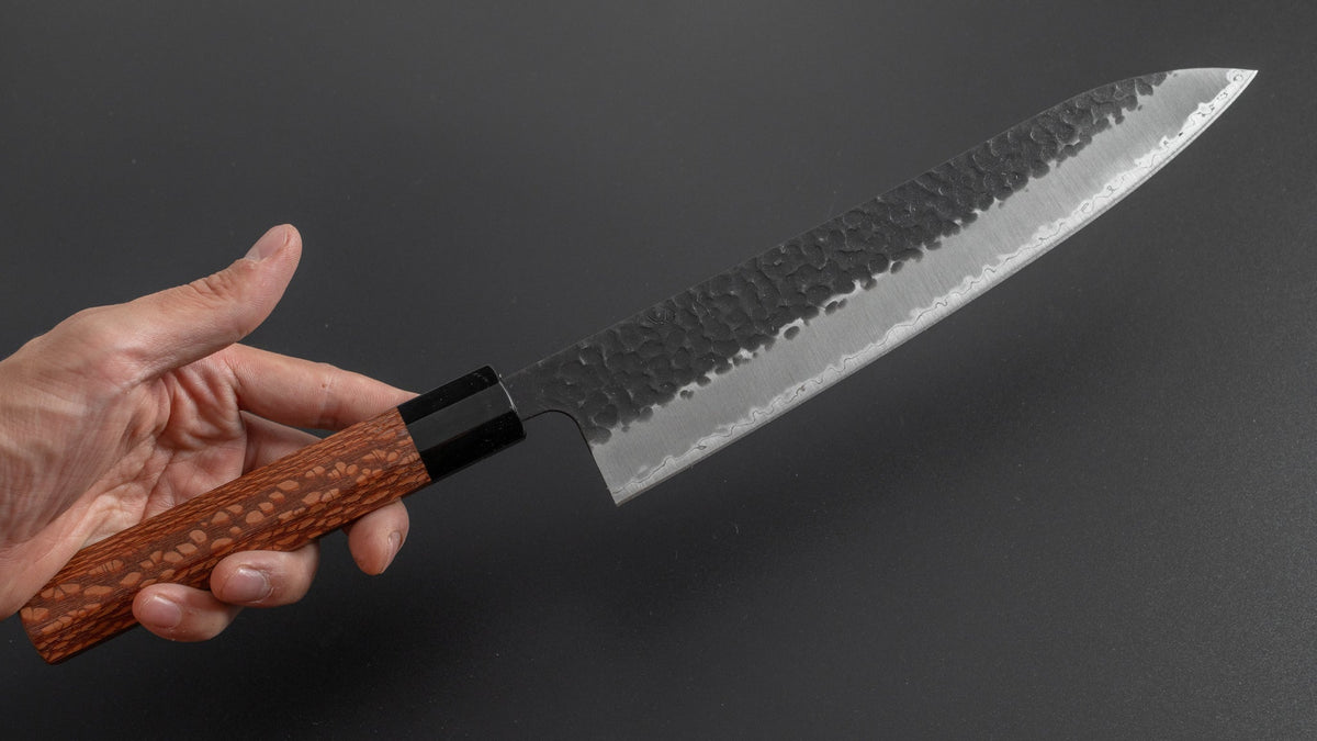 Hitohira Futana SB Kuro Tsuchime Gyuto 240mm Lacewood Handle - HITOHIRA