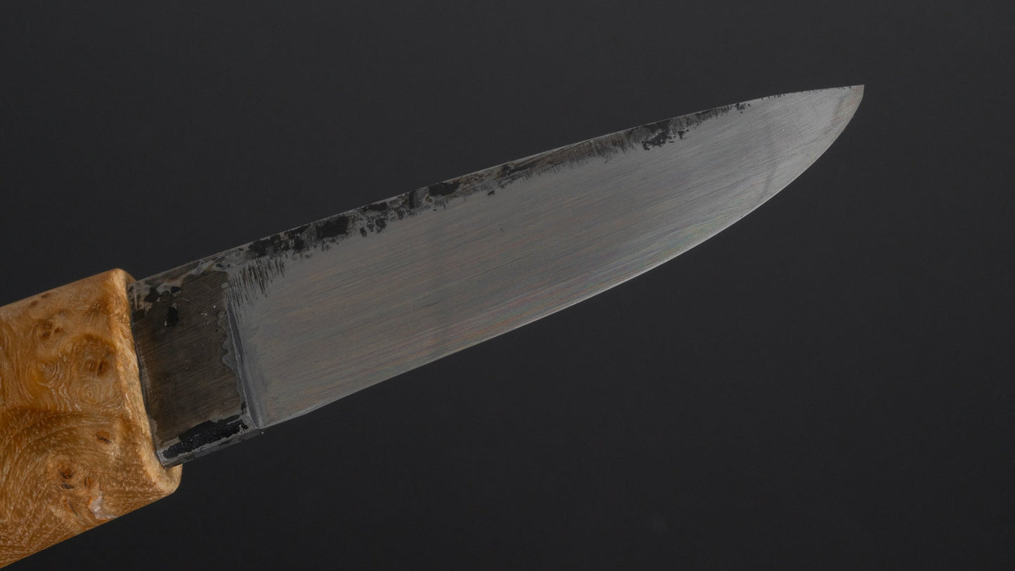 Kanatoko Work Knife Fixed Blade 60mm Elm Burl Handle - HITOHIRA