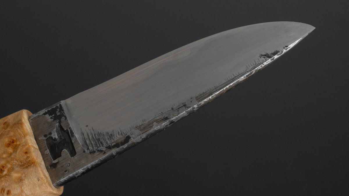 Kanatoko Work Knife Fixed Blade 60mm Elm Burl Handle - HITOHIRA