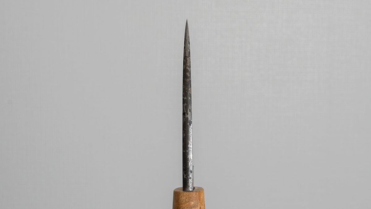 Kanatoko Work Knife Fixed Blade 60mm Elm Burl Handle - HITOHIRA