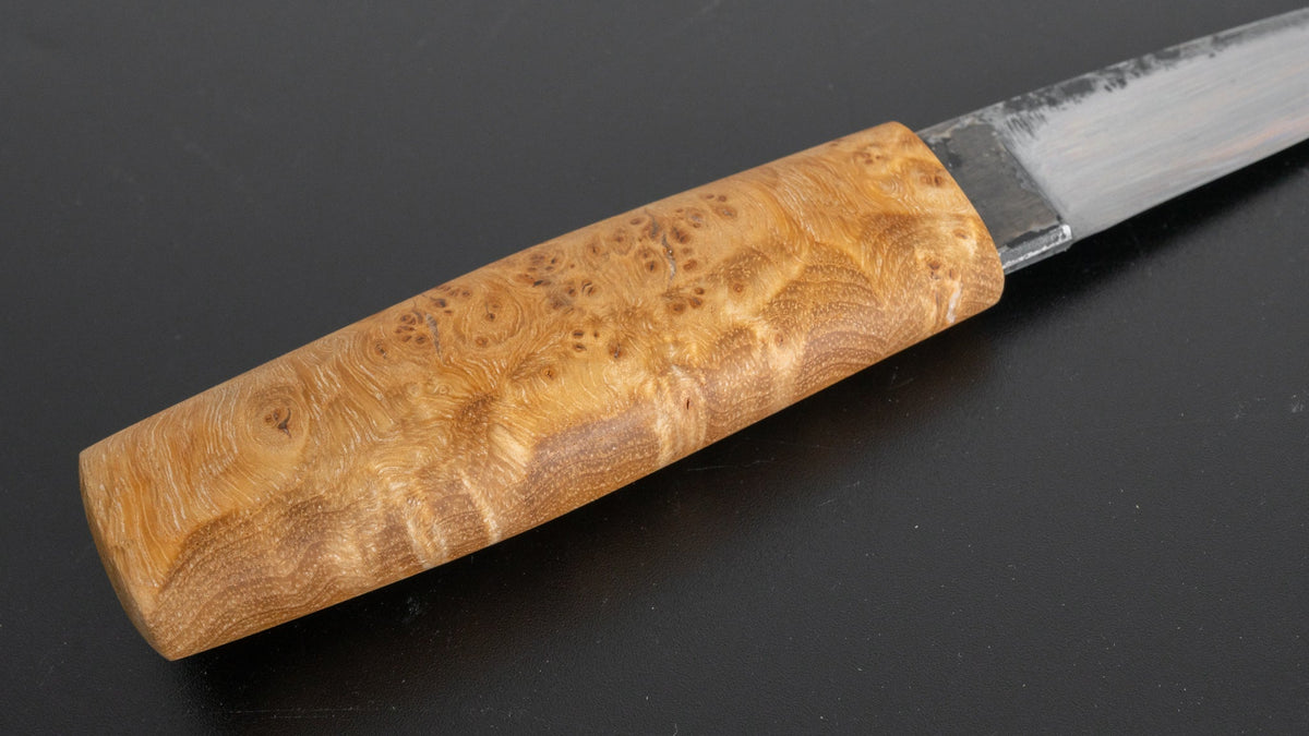 Kanatoko Work Knife Fixed Blade 60mm Elm Burl Handle - HITOHIRA