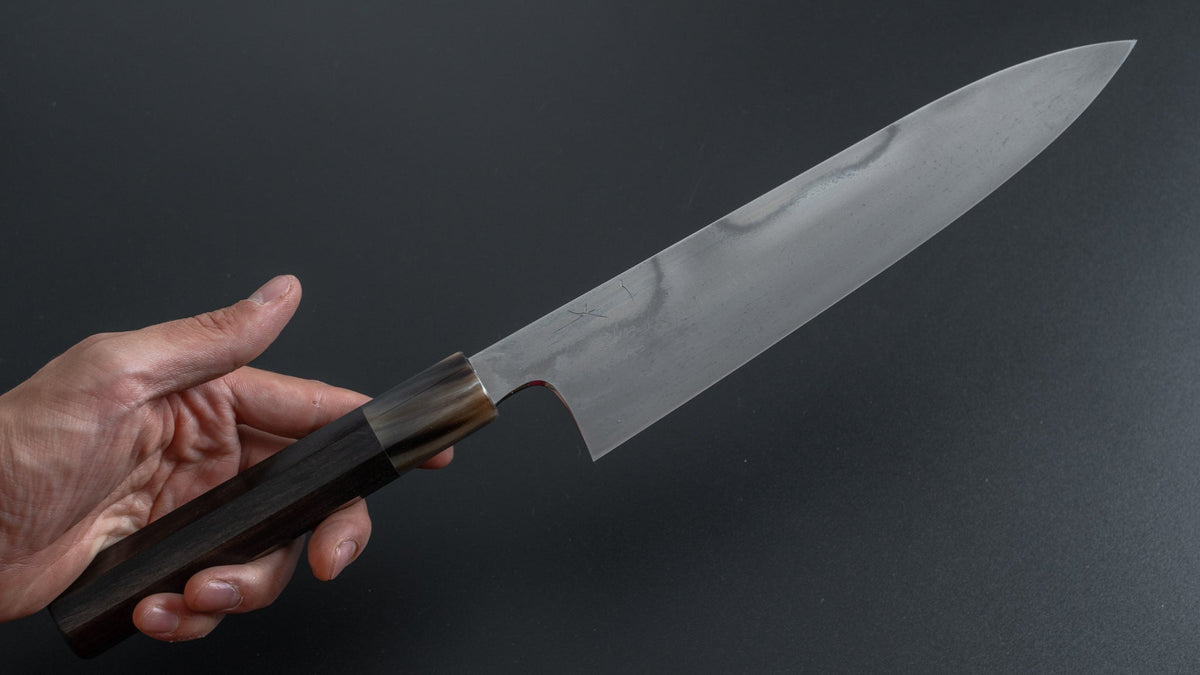 Hitohira Togashi Yohei Blue #1 Mizu Honyaki Gyuto 240mm Taihei Ebony Handle (#056/ Discounted/ Saya) - HITOHIRA