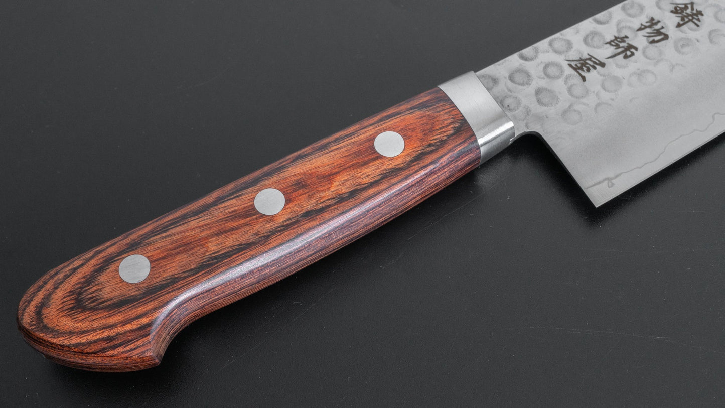 Hitohira Imojiya HG Tsuchime Gyuto 210mm Imitation Mahogany Handle - HITOHIRA