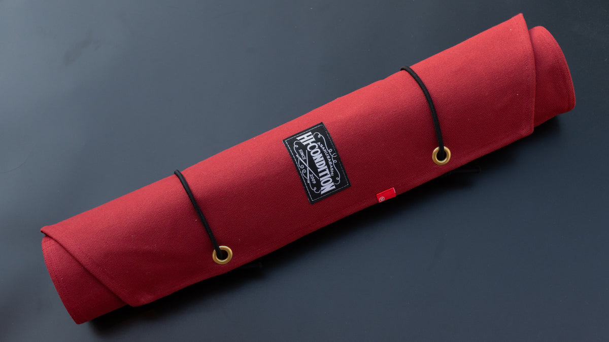 HI-CONDITION Hanpu Canvas 9 Pockets Knife Roll Deep Brick Red - HITOHIRA