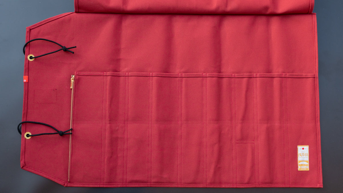 HI-CONDITION Hanpu Canvas 9 Pockets Knife Roll Deep Brick Red - HITOHIRA