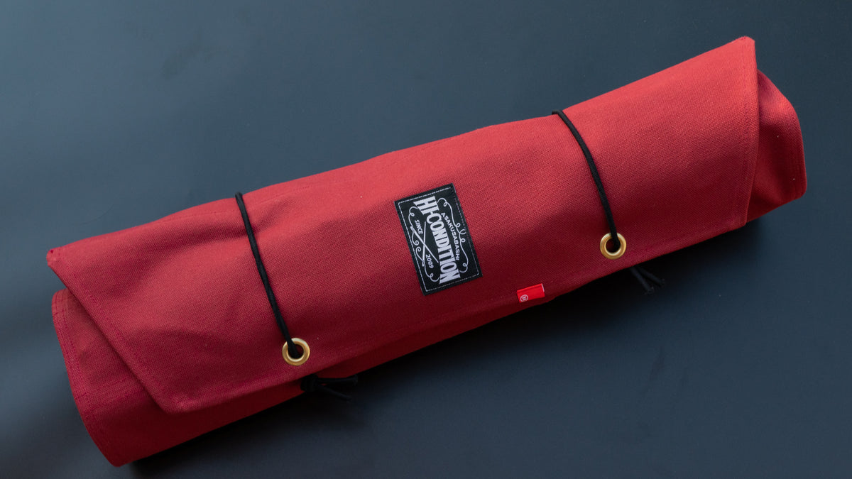 HI-CONDITION Hanpu Canvas 9 Pockets Knife Roll Deep Brick Red - HITOHIRA
