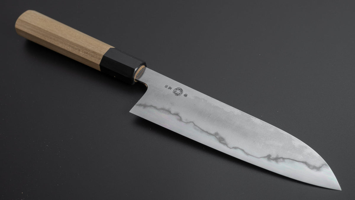 Takada no Hamono White #1 Suiboku Santoku 180mm Ho Wood Handle - HITOHIRA