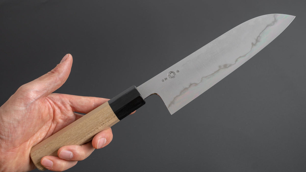 Takada no Hamono White #1 Suiboku Santoku 180mm Ho Wood Handle - HITOHIRA